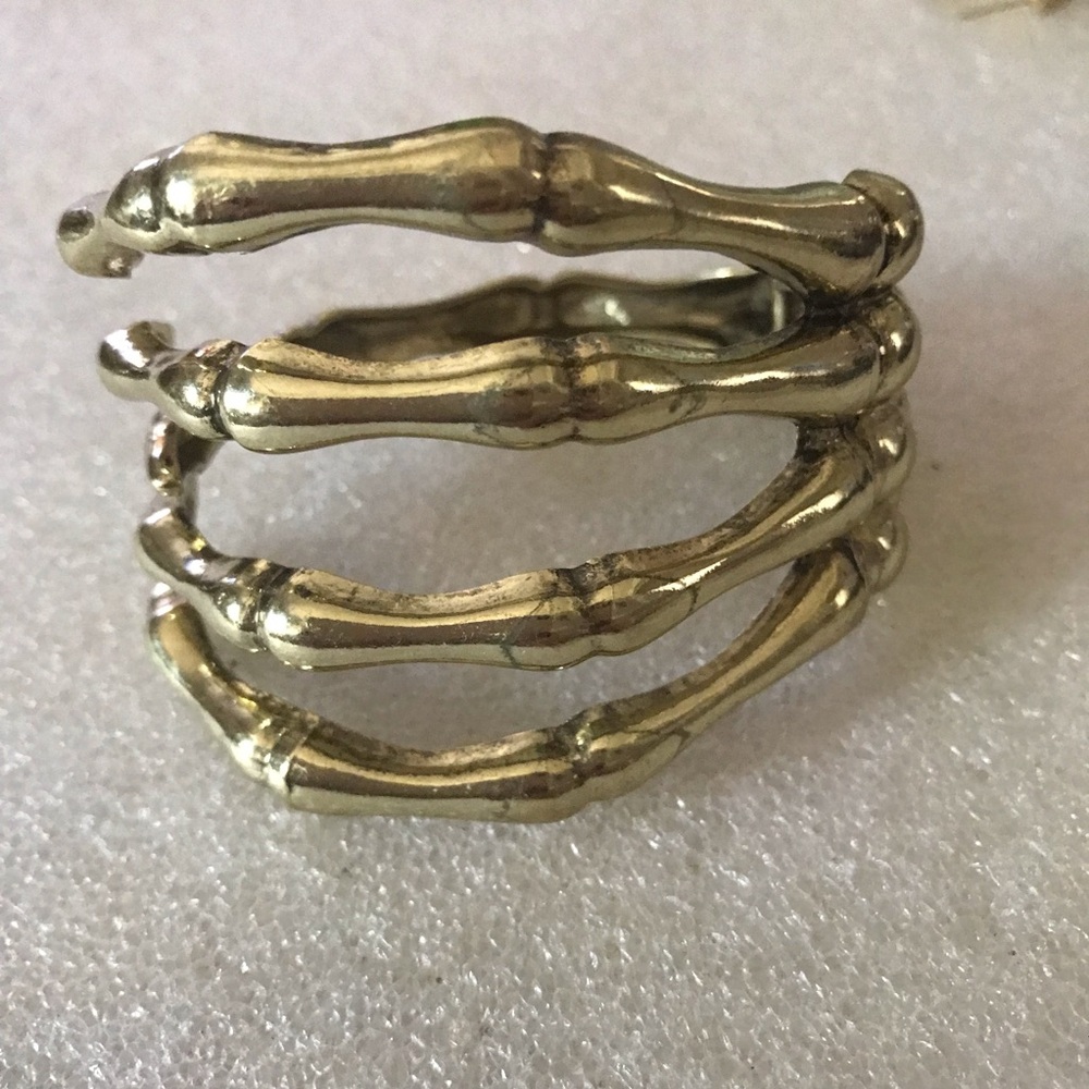Gold Tone Multi-Band Bamboo Design Bracelet - Women Jewelry